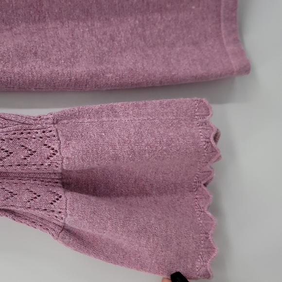 J Jill Cotton Angora Rabbit Blend Blouse Bell Scalloped Cuffs Scoop Neck Size MP - Picture 5 of 9